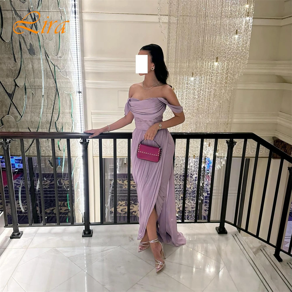 Customized Graceful Strapless Evening Dress Classic Sleeveless Chiffon Prom Dresses Luxury Side Slit Bespoke Occasion Gowns