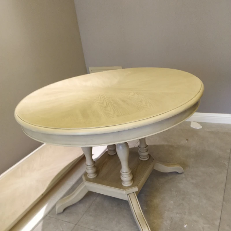 Tavolo da pranzo francese 2I tavolo rotondo retrattile retrò da pranzo ovale in legno massello e sedie pasto medievale retrattile