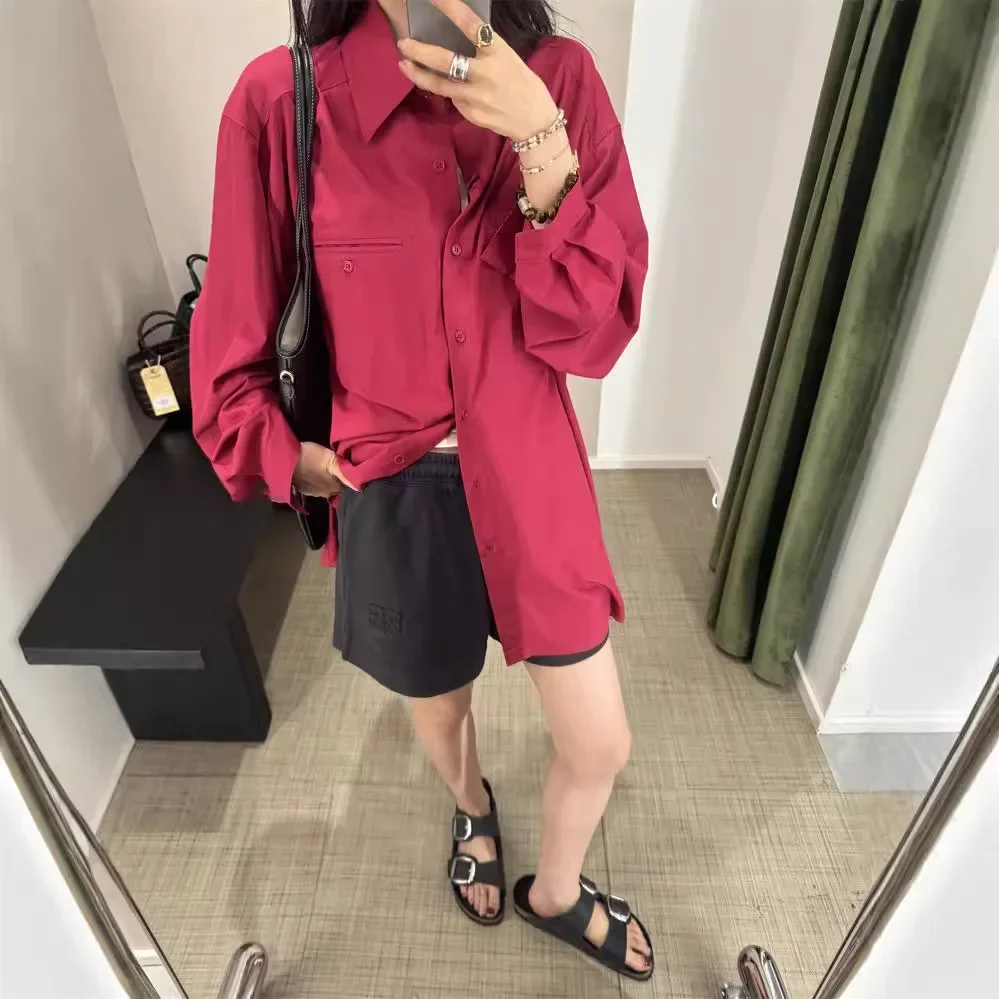 

Spring 2025 new Korean retro commuter loose long-sleeved shirt