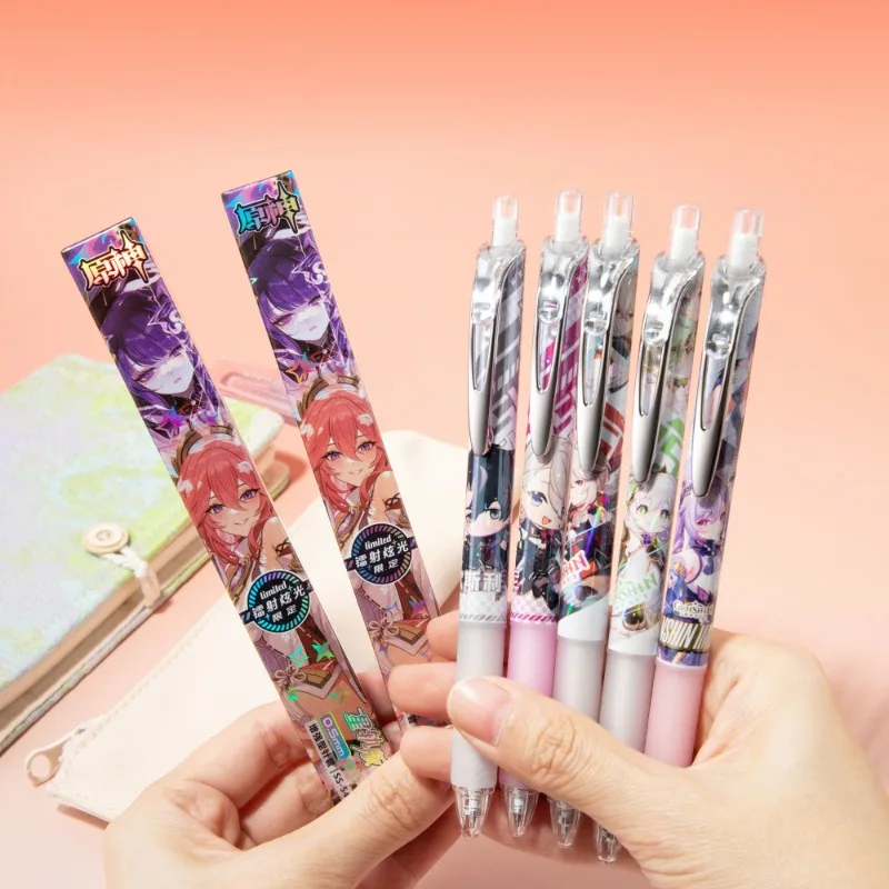 

Случайные 3 шт. Keqing Kaedehara Kazuha Nahida Buer Wriothesley Lyney Персонажи Гелевая ручка с цветным принтом 0,5 мм Шариковая ручка с черными чернилами