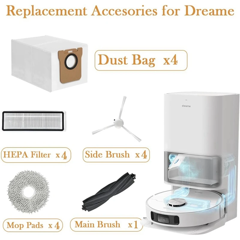 ترقية! مرشحات Hepa وسادات ممسحة للدريم ، أجزاء أكياس الغبار ، L10S الترا ، L10 الترا ، L10S برو ، X10 بلس ، فرشاة جانبية رئيسية