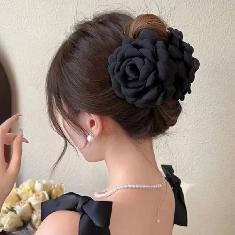 

3D Rose 12 Large Centimeter Claw Handmade Shark Clip Flower Hair Accessory