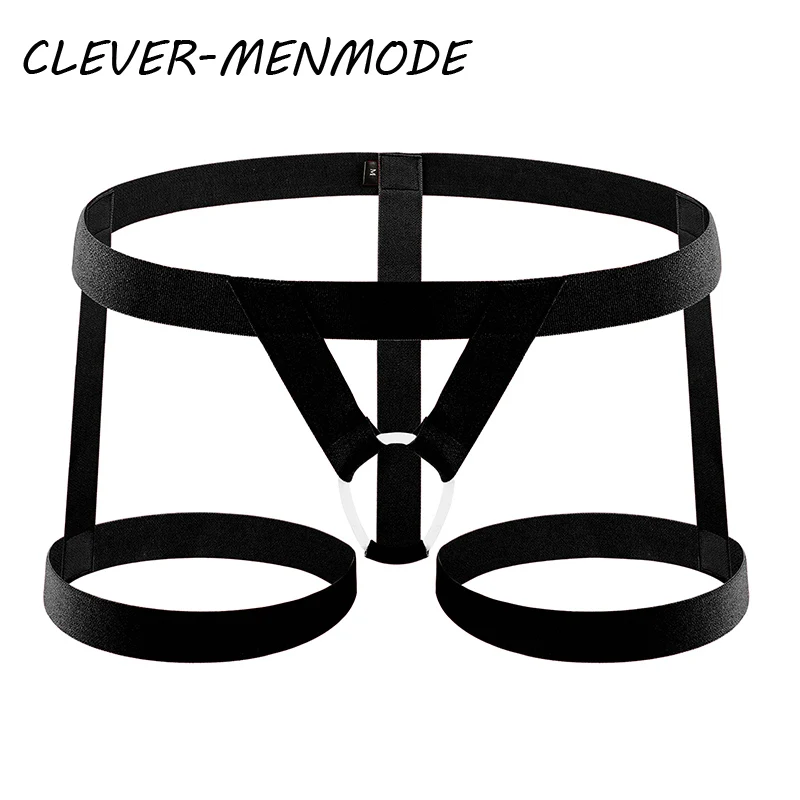 CLEVER-MENMODE Men\'s Sexy Thong Bondage Underwear Legging Belt Cockring Suspender Band Fetish Flirting Erotic Lingerie