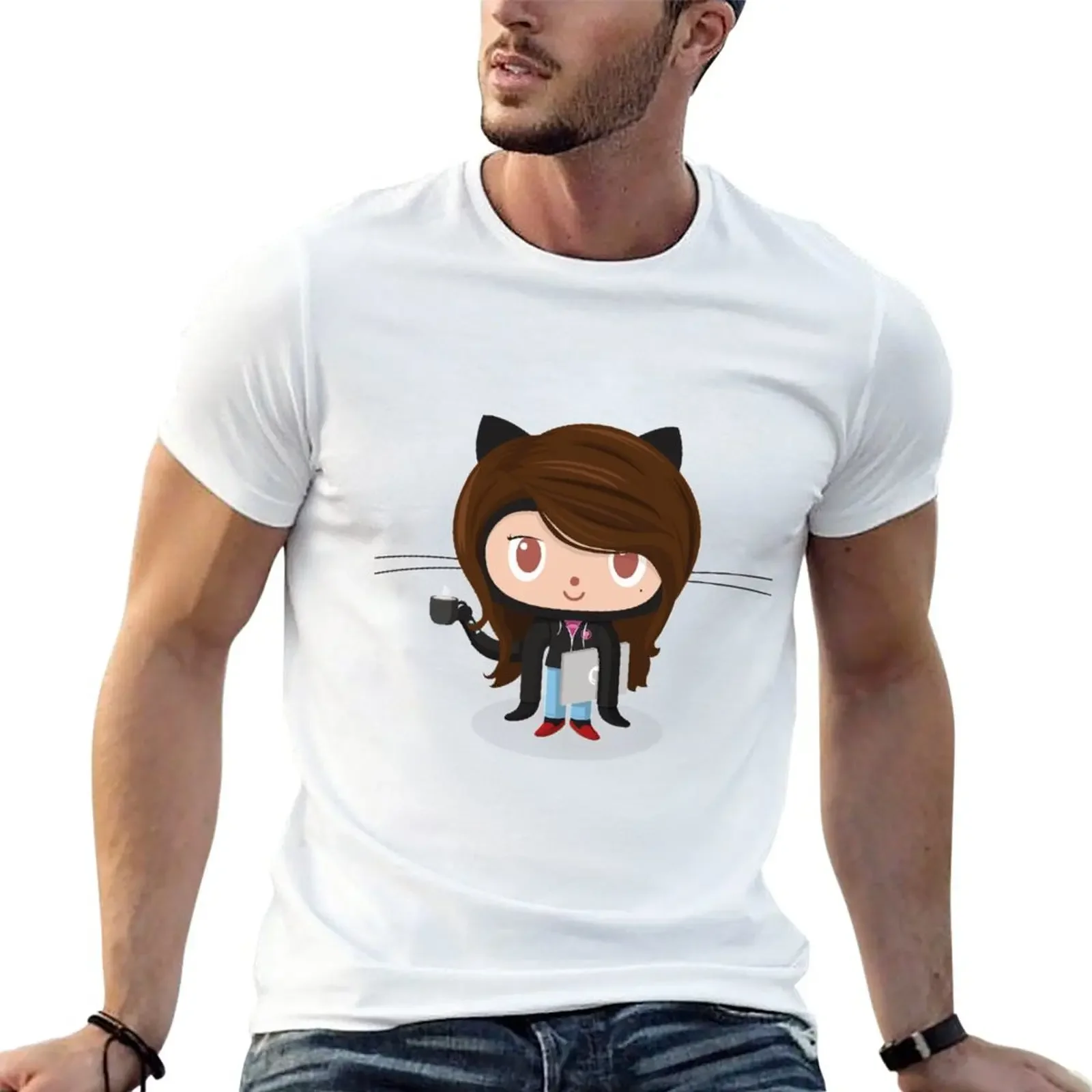 New OctoCay Girl Worker T-Shirt man clothes t shirt man black t-shirts for men