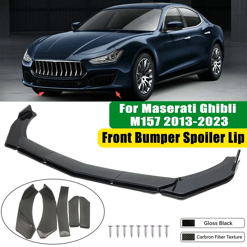 For Maserati Ghibli M157 2013-2023 5Pcs ABS Car Front Bumper Lip Spoiler Splitter Body Kit Canard Tuning Accessories