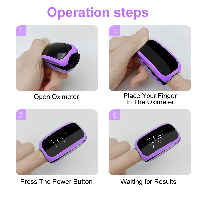 AiQUE Purple Rechargeable Oximeter Medical Strap Lanyard Fingertip Pulse Oximeter Blood Oxygen Saturation Monitor Digital LED gallery 5