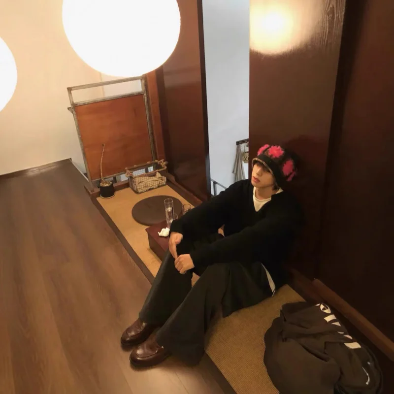 سلع عالية 「Wool Blend」 سترة صوفية ذات ياقة V للرجال، للخريف والشتاء، نمط كسول، ملابس تريكو ملونة