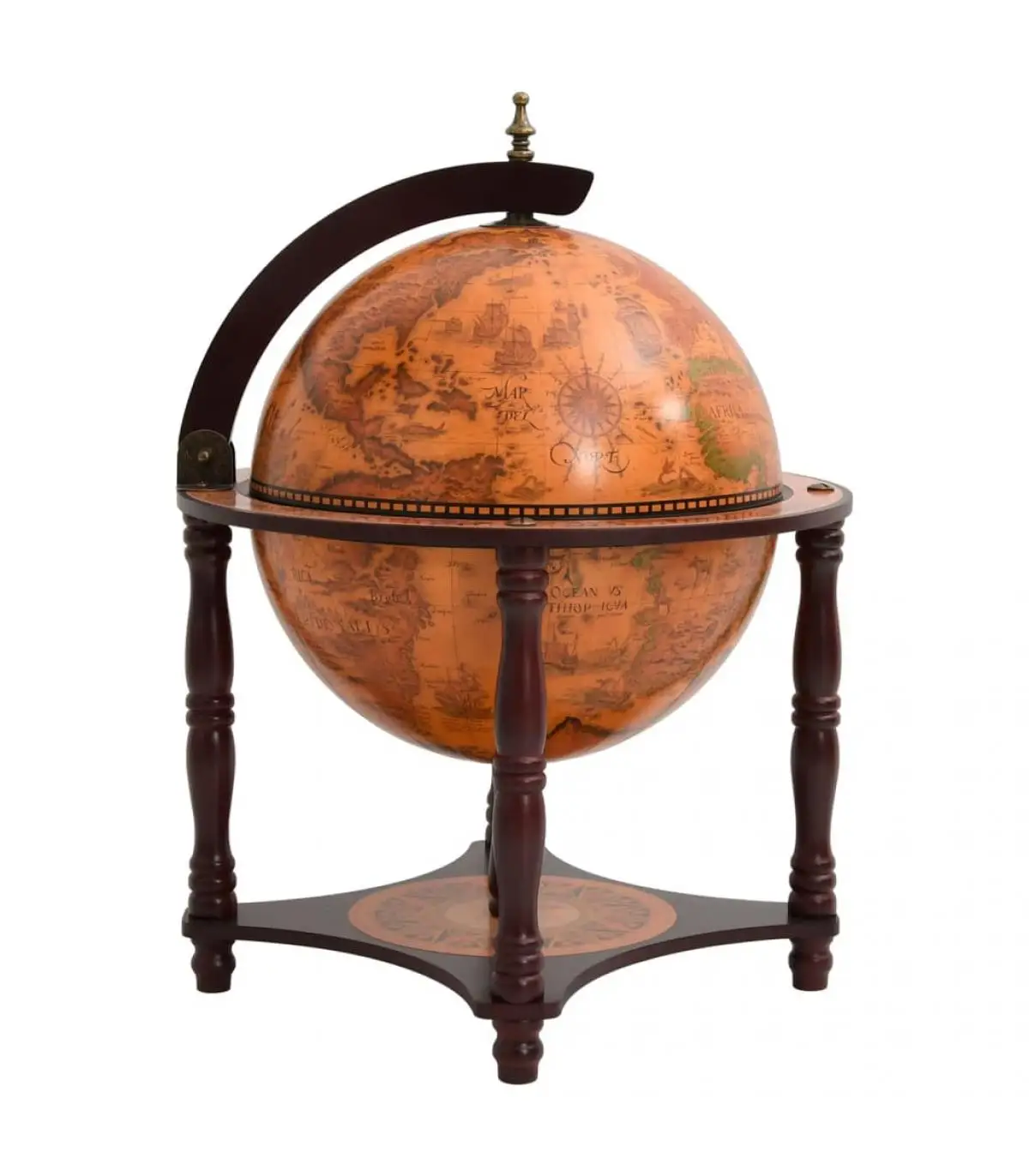 Wine and liquor cabinets globe wine maker solid wood Eucalyptus Brown