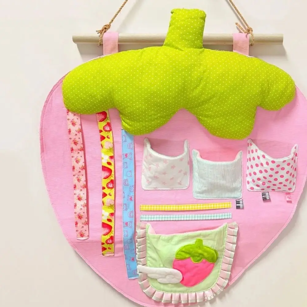 Cute Cartoon Strawberry Hanging Bag Large Capacity Wall-mounted Storage Bag High Aesthetic Value Space Saving