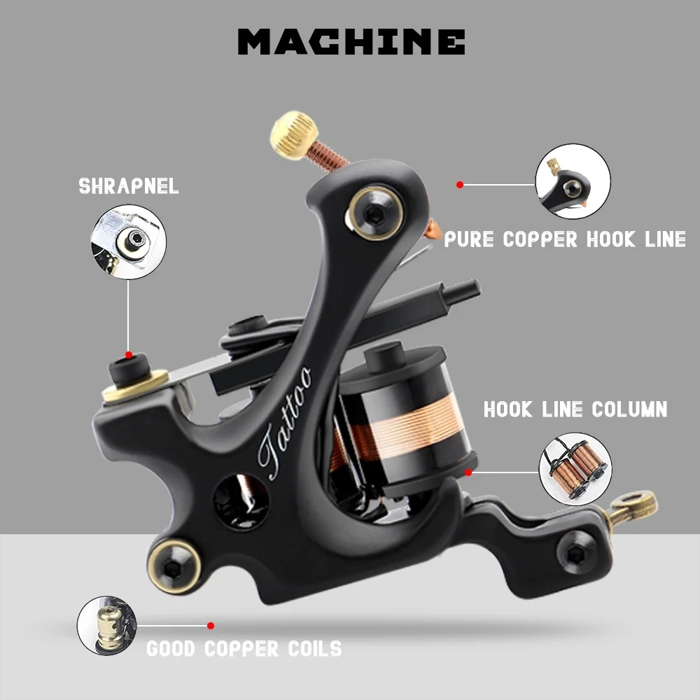 Coil Tattoo Machine 10 Wraps Coil Cast-iron Dual-coiled Handmade Tattoo Guns Machine For Liner Shader