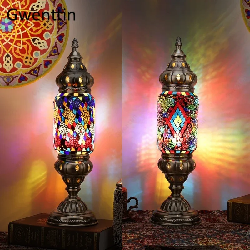 

Turkish Mosaic Table Lamp for Bedroom Light Fixtures Led Night Lights Bedside Lamps Modern Loft Industrial Home Decor Luminarias