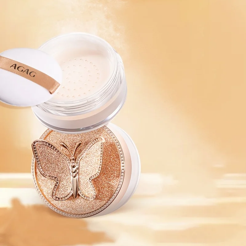 Luxe los poeder met vlinderthema voor dames Gezicht Foundation Poeder Waterdicht Transpiratie Concealer Oliecontrole Schoonheidsmake-up