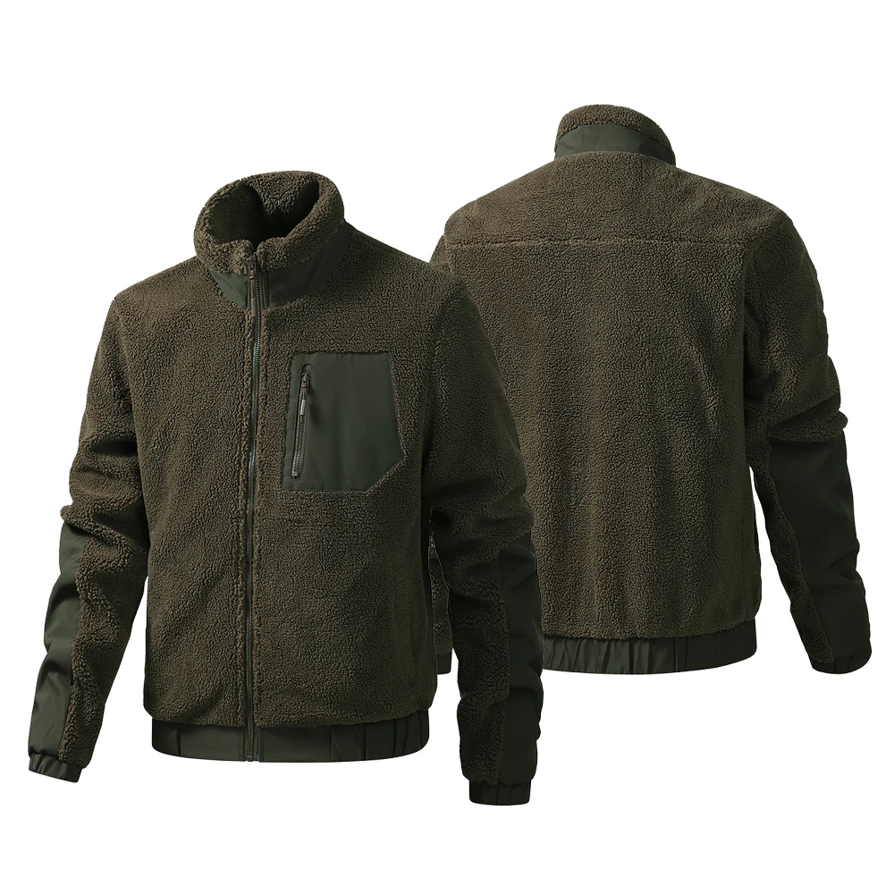 

Зимнее мужское толстое теплое берберское флисовое пальто, модная повседневная утепленная куртка, новинка 2025 года, городские классические однотонные куртки, свободный топ