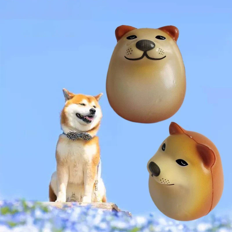 1PC Creative Shiba Inu Realistic Egg Shape Compression Toy PVC Desk Decor Dog For Home Offices Fun Gifts