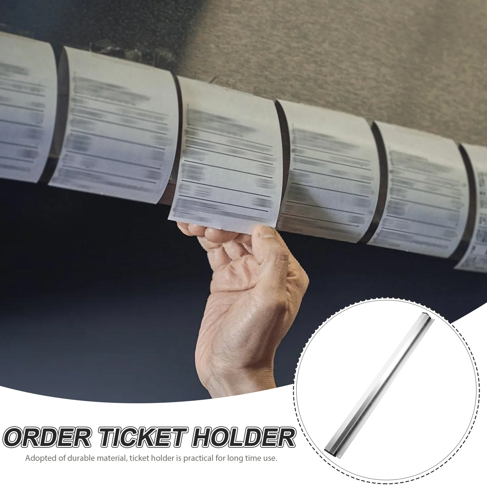 

Aluminum Alloy Restaurant Order Holder Ticket Display Rail Kitchen Receipt Organizer Slide Check Rack Stand Fixer Note
