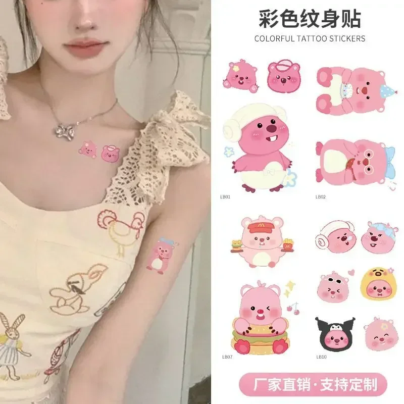 New Colorful Loopy Tattoo Stickers Waterproof Girly Super Cute Ruby Premium Cartoon Collarbone Stickers Sweet Gift Decorations