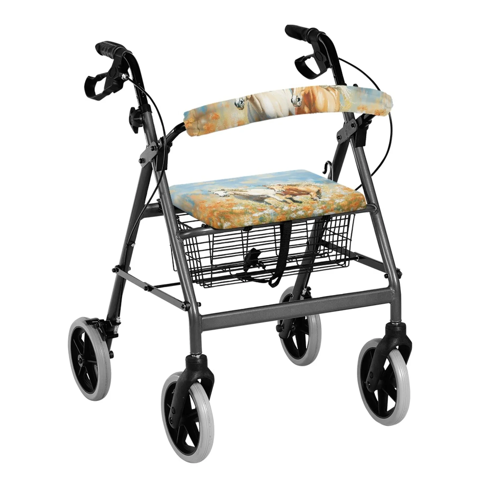 Coloranimal Horse and Floral 2PCS Walker Seat Set for Ladies Walker Seat Cushion New Arrival