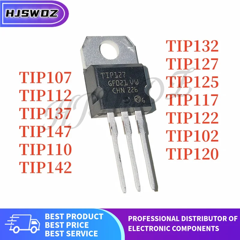 10 peças originais tip132 tip127 tip125 tip117 tip122 tip107 tip112 tip137 tip147 tip110 tip142 tip102 tip120 to-220 em estoque
