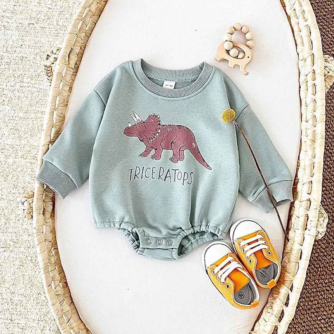 0-18M Baby Clothes Infant Bodysuits & One-pieces Cartoon Dinosaur Print Sweatshirt Romper Autumn Baby Boy Clothes Newborn Girl