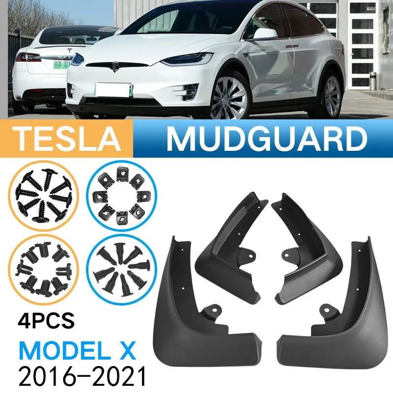 

Mud Flaps Splash Guards Mudguards Mudflaps for Tesla Model X 2016 2017 2018 2019 2020 2021