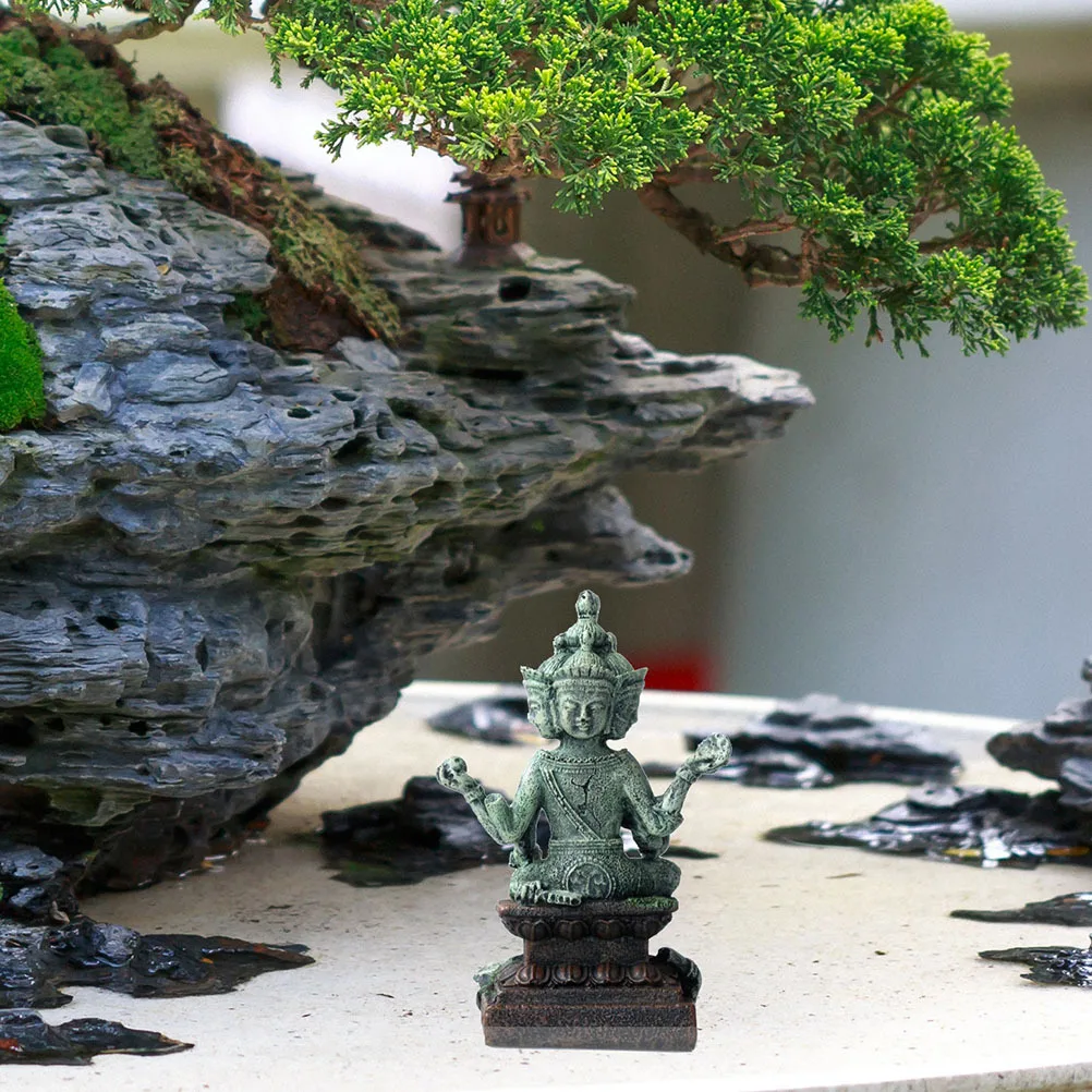 Resin Four-Faced Buddha Aquarium Ornament Sturdy Decorative Resin Craft for Fish Tank Decoration Aquarium Shrimp Hideout Fish