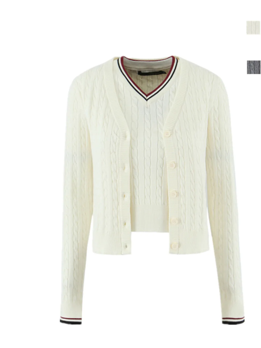 

Американский колледж Sle V-Ne витой вязки открытый кардиган цветная блузка с манжетами в стиле ретро на пуговицах облегающий свитер Jaet