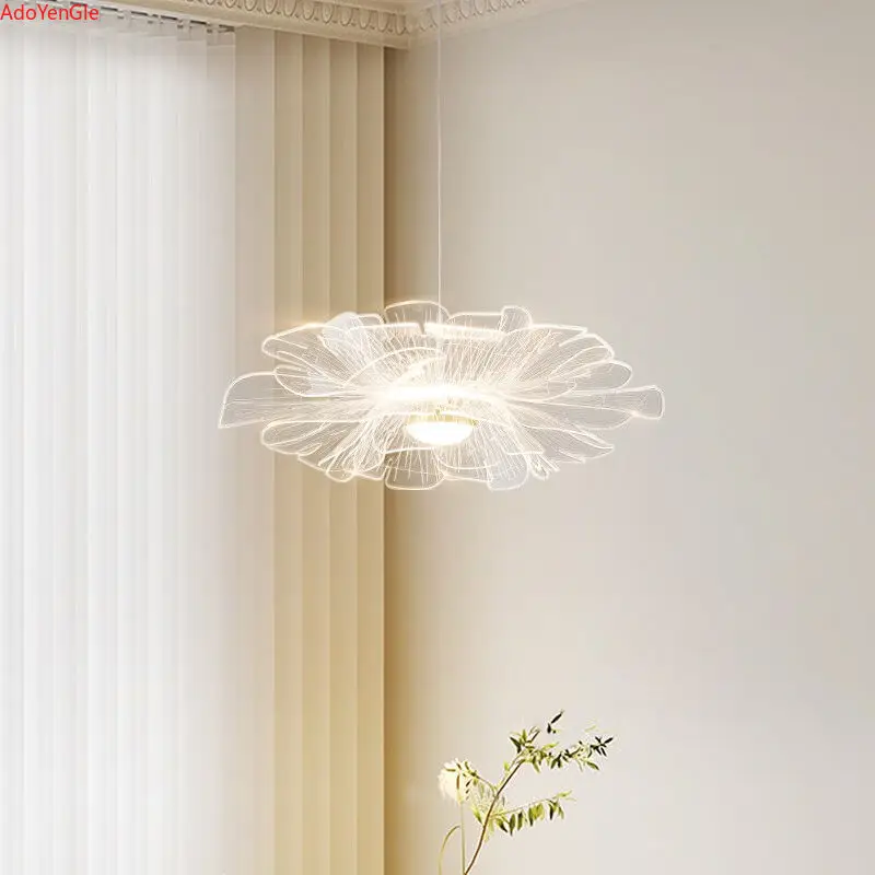 Light luxury restaurant chandelier creative art bedroom lamp minimalist net red petal bar table lamp cream wind mountain lamp