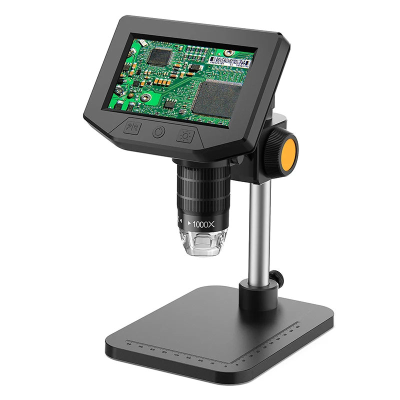 Mikroskopkamera 4,3'' Bildschirm 8 LEDs Digital 50-1000X Vergrößerung 3X Zoom Tragbarer Elektronischer Vergrößerer mit Verstellbarem Ständer