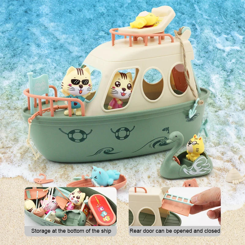 Zestaw zabawek do udawania Plastikowy zestaw do zabawy z kotem Zestaw figurek do zabawy w dom dla małych dzieci DIY Zabawki dla dzieci nowość