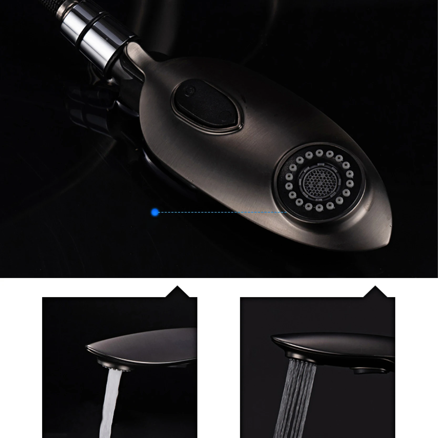 AITANA Gun Grey Luxury Brass Modern Kitchen Faucet Pull out Design 2-Function Hot and Cold Water Sink Touch Mode Faucet