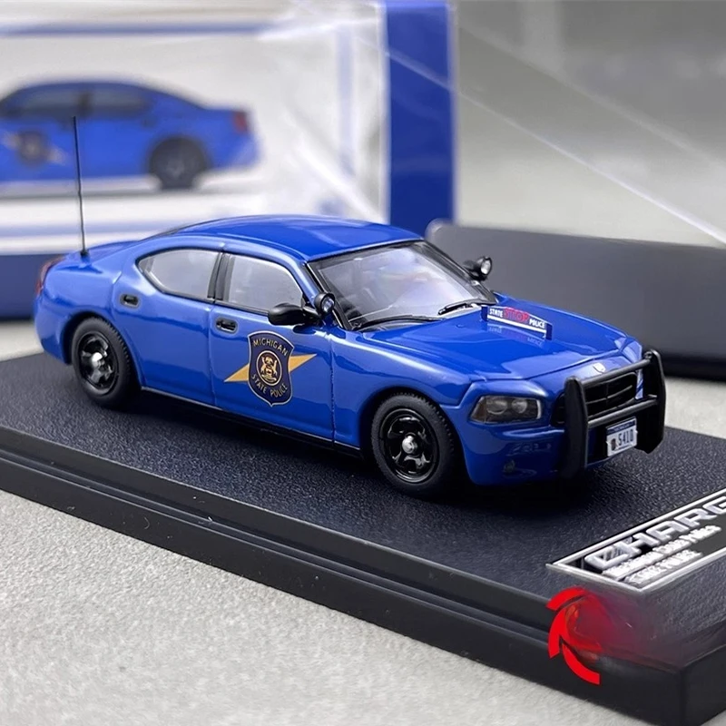 رولين 1/64 دودج تشارجر 2008 ولاية ميشيغان الشرطة سبيكة سيارة نموذج غرفة زخرفة نماذج محاكاة تحصيل سيارات الصبي هدية #6