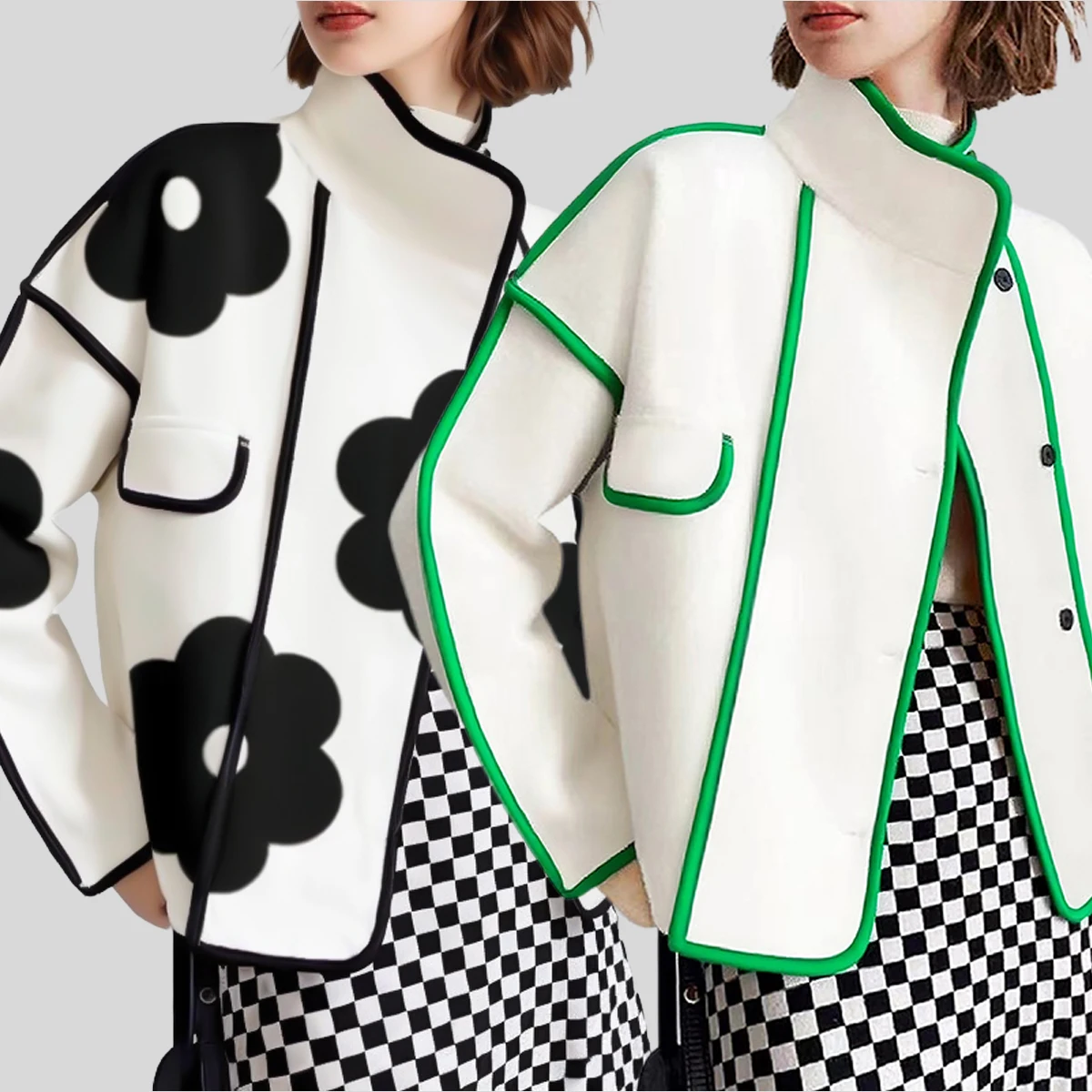 

Женские модные куртки UOOZEE с контрастными вставками, воротником-стойкой, длинными рукавами, свободного кроя, на пуговицах, элегантные, для вечерних выходов, весна 2026