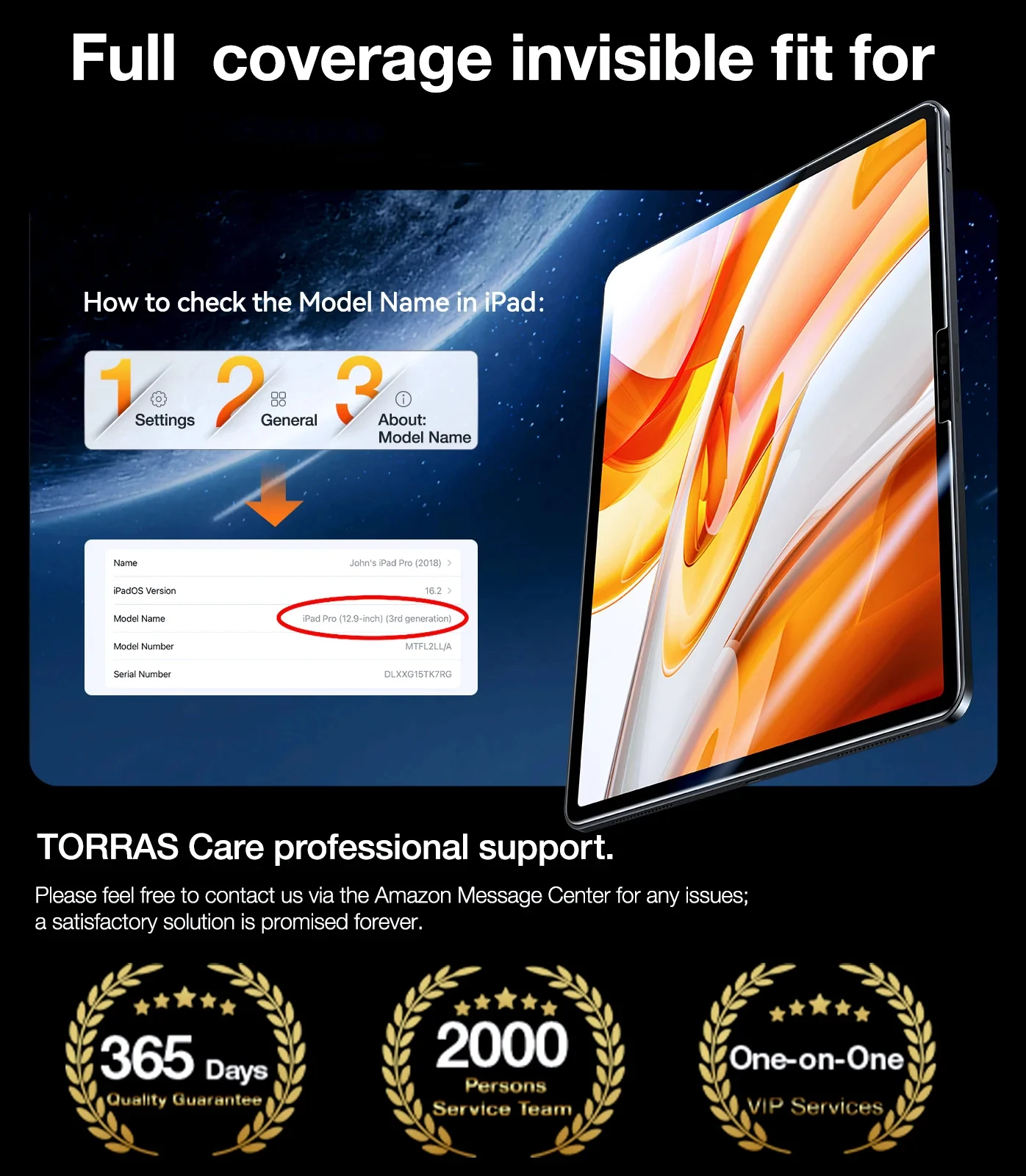 TORRAS For M4 2024 iPad Pro 11 13 inch Screen Protector 9H+ Tempered Glass and One-Pull Installation For iPad Air6 11 13 inch