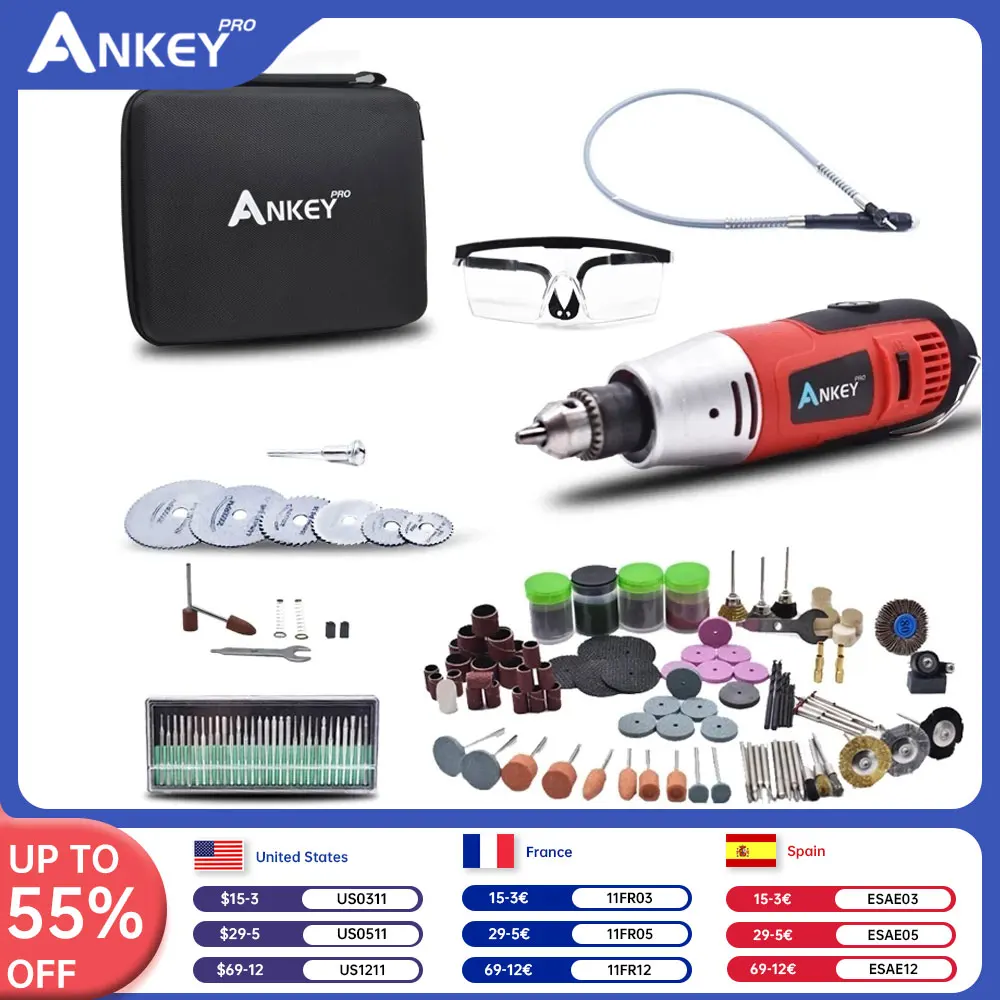 Dremel Mini wiertarka elektryczna grawer narzędzie obrotowe szlifierka 260W elektronarzędzie pióro grawerujące o zmiennej prędkości z akcesoriami