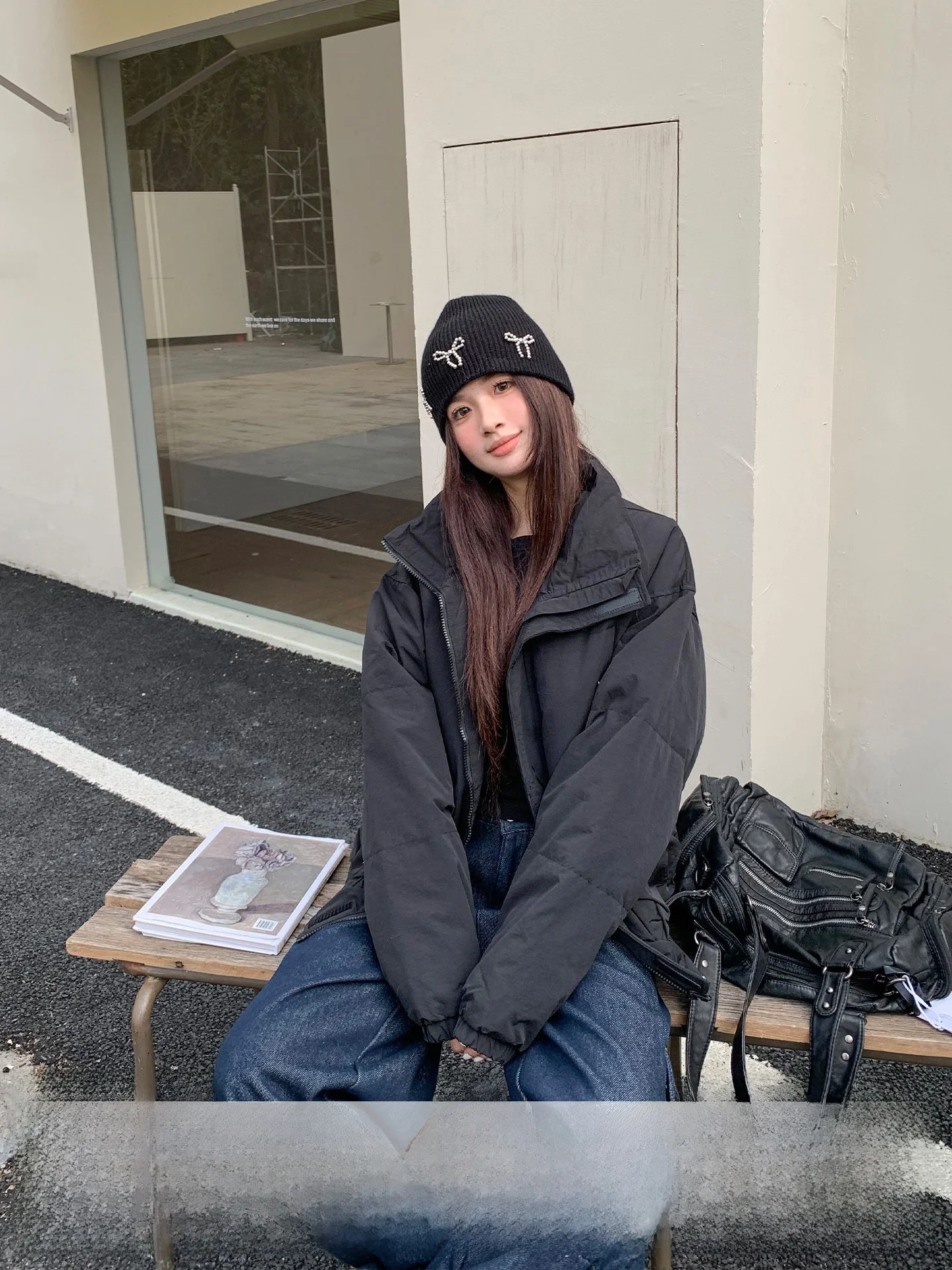 

Women's Retro Orange Tree Parka down Jaet Stand Collar Thiened Warm Loose All-Match Outerwear Casual Sle Long Sve