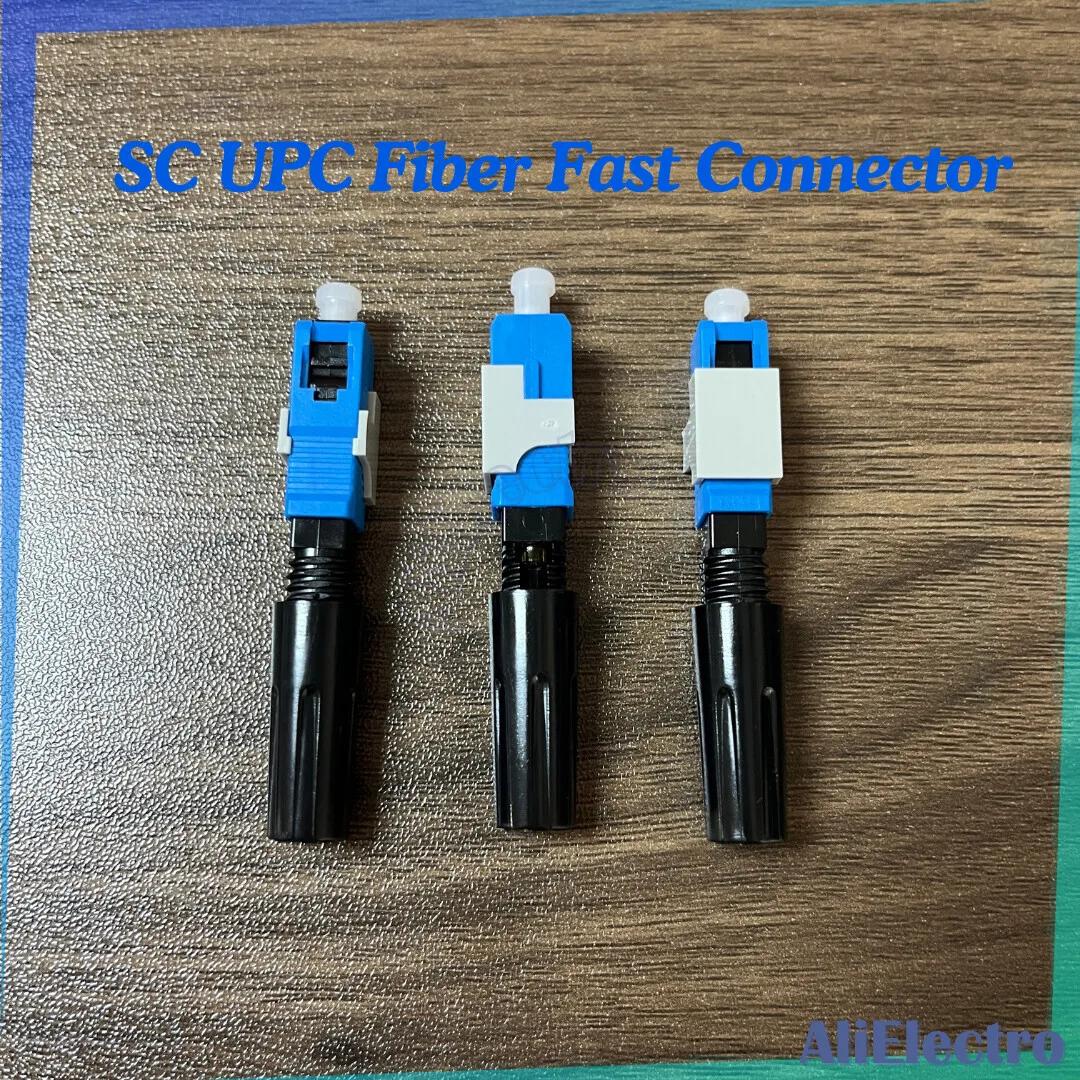 100pcs FTTH Embedded Fiber Optic Fast Connector SC UPC Single Mode Fiber Optic Adapter Cold Connection Quick Field Assembly