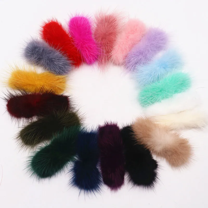 5pcs Real Natural Mink Pompon Bowknot 2*6cm Fur Pompom Balls Bow Tie Fluffy Pompones for Diy Jewelry Craft Supplies Accessories