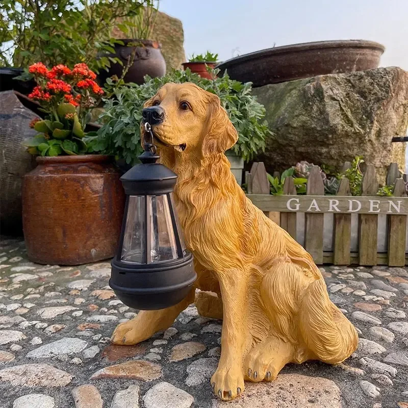 Imagem -03 - Simulação Solar Animal Led Light ao ar Livre Impermeável Estátuas do Cão de Resina Night Lights For Pathway Jardim Decoração da Vida Selvagem