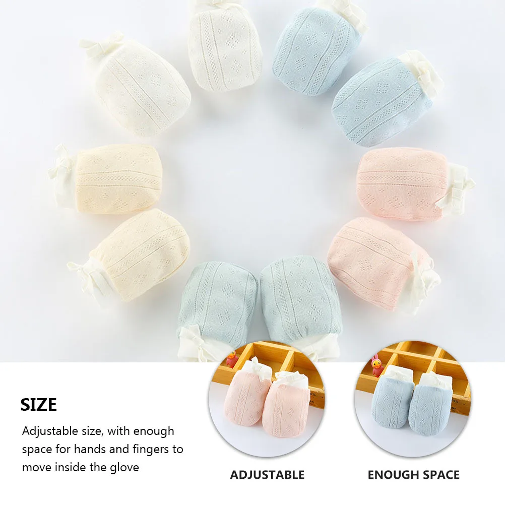 4 أزواج من قفازات الأطفال المضادة للخدش لحديثي الولادة قفازات قطنية قابلة للتعديل مستلزمات مضادة للخدش قفازات لحديثي الولادة #6
