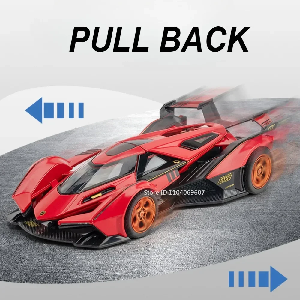 Modelo de coche Lambor V12 GT 1:32, juguete de Metal fundido a presión, luz musical, modelos de vehículos de carreras en miniatura, decoración, regalos para niños