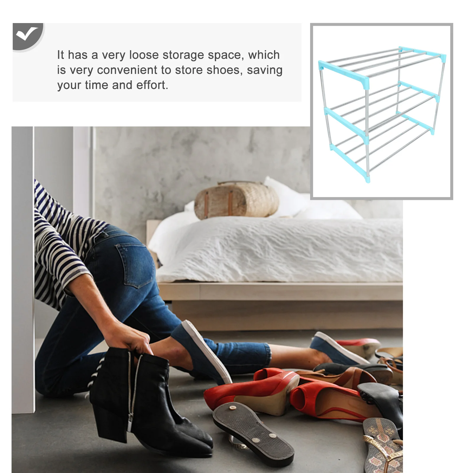 

Stainless Steel Shoe Rack for Closet Entryway Slots Organizer Shoes Storage Organiser Holder Multi-layer Household