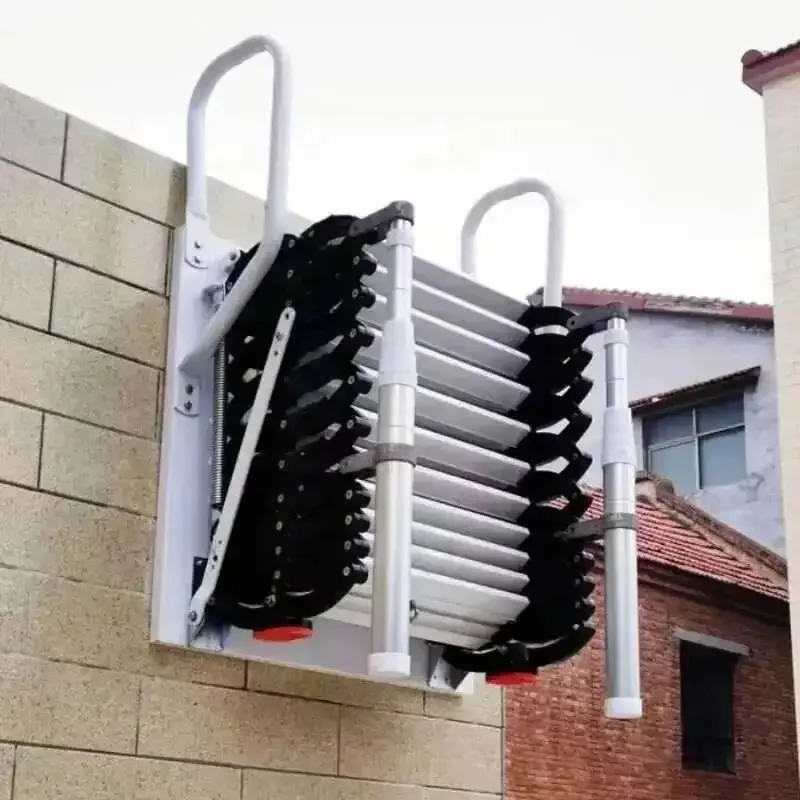 

Outdoor Wall-mounted Steel Ladders Carbon Telescopic for Home Indoor 사다리 Folding Step Ladder Space-saving Attic