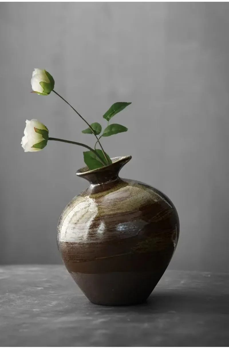 Coarse Pottery Full Flower Ware, Ceramic Small Flower Arrangement Dried Flower Tea Table Decoration OrnamentD9