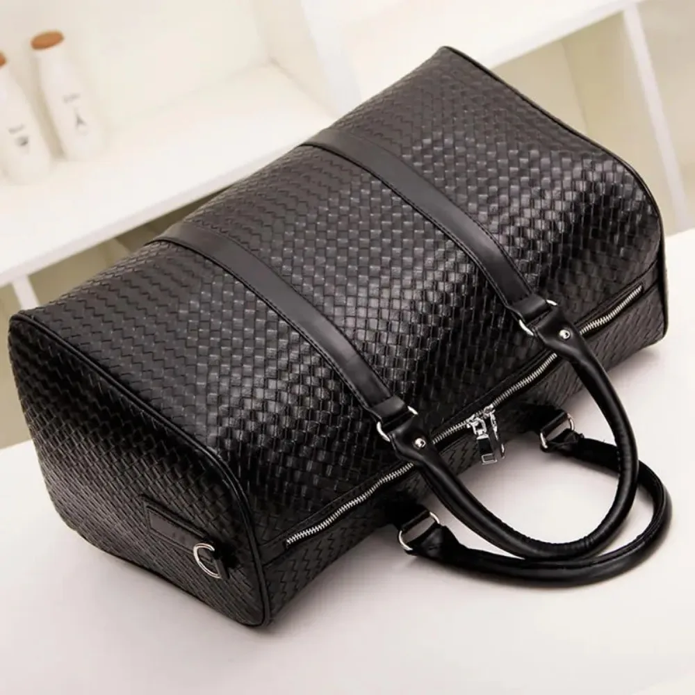 2024 Travel Bag Black Business Trip Bag New Woven Handheld Travel Bag Large Capacity Men\'s and Women\'s Shoulder Luggage Bag