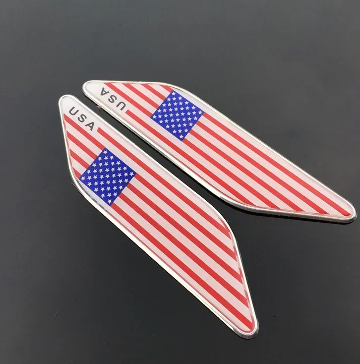 

Pair US USA America Flag Auto Car Fender Side Emblems Skirts Badge Decal Sticker