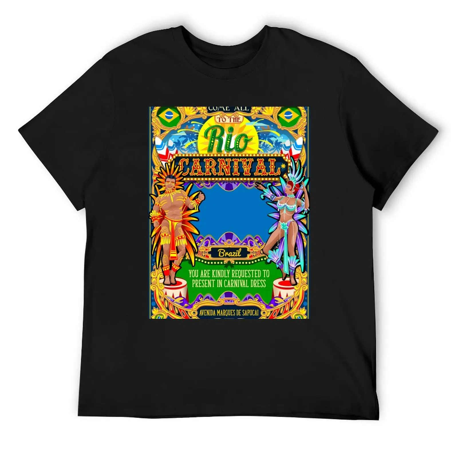 

Rio Carnival Poster Frame Brazil Carnaval Mask Show Parade T-Shirt vintage anime shirt funny t shirts men