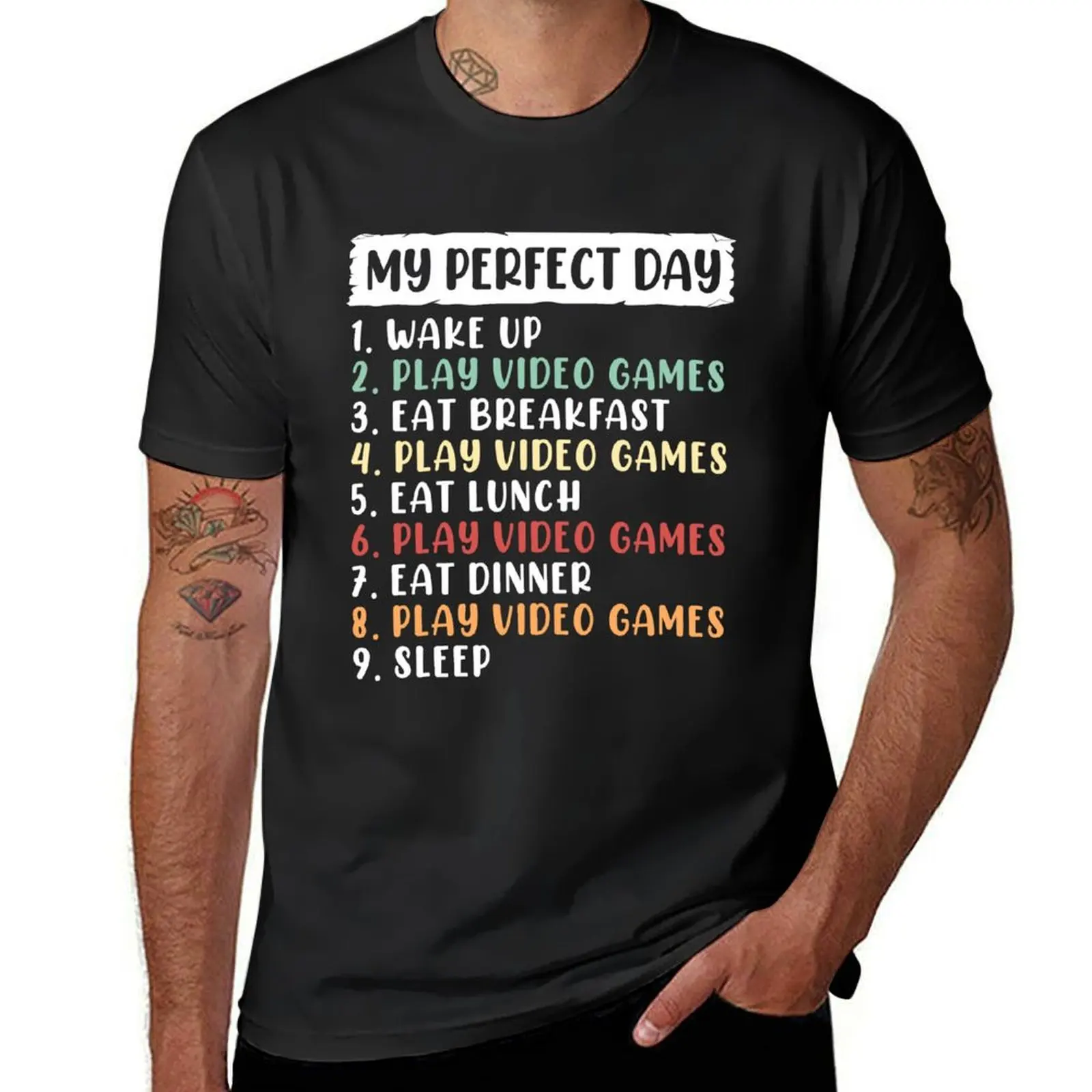 My Perfect Day Is Video Games Gaming Funny Cool For Gamer My Perfect Day Video Games T-Shirt anime workout shirts for men