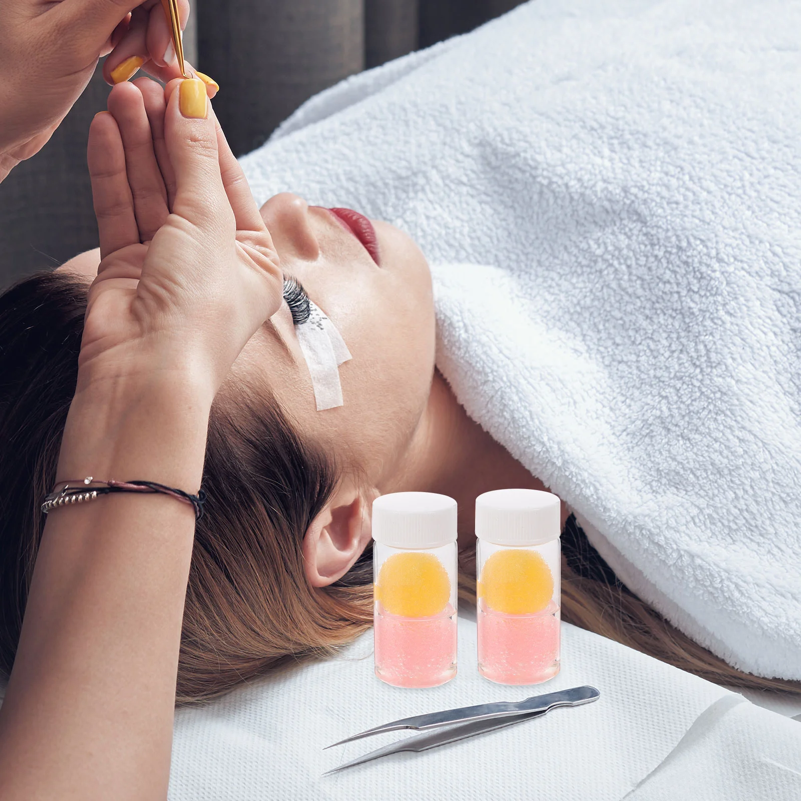 2 stks Wimper Pincet Cleaner Lash Extension Supplies Spons Bal Kit Voor Kleverige Lijm Verwijderen Snelle Reiniging Tool Voor Salon Thuis