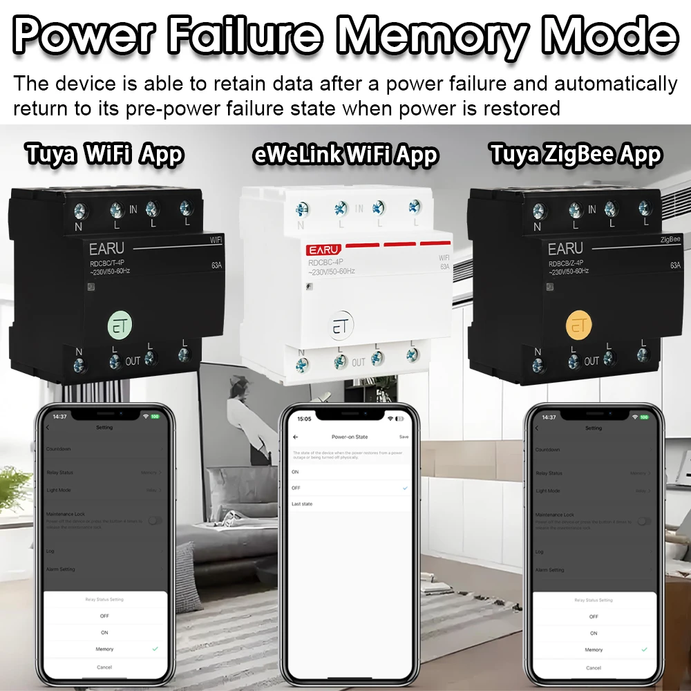 Picture 6: Tuya eWeLink WiFi ZigBee Smart Circuit Breaker MCB 3P+N Timer Relay Switch Voice Remote Control for Alexa Google Home Assistant