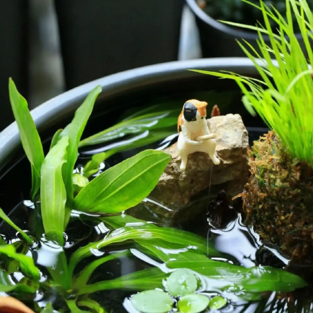 Tanks Decor Micro-landscape Handicraft Craft Kitten Fishing Ornament Miniature Figurines Cat Statue Fish Tank Ornaments